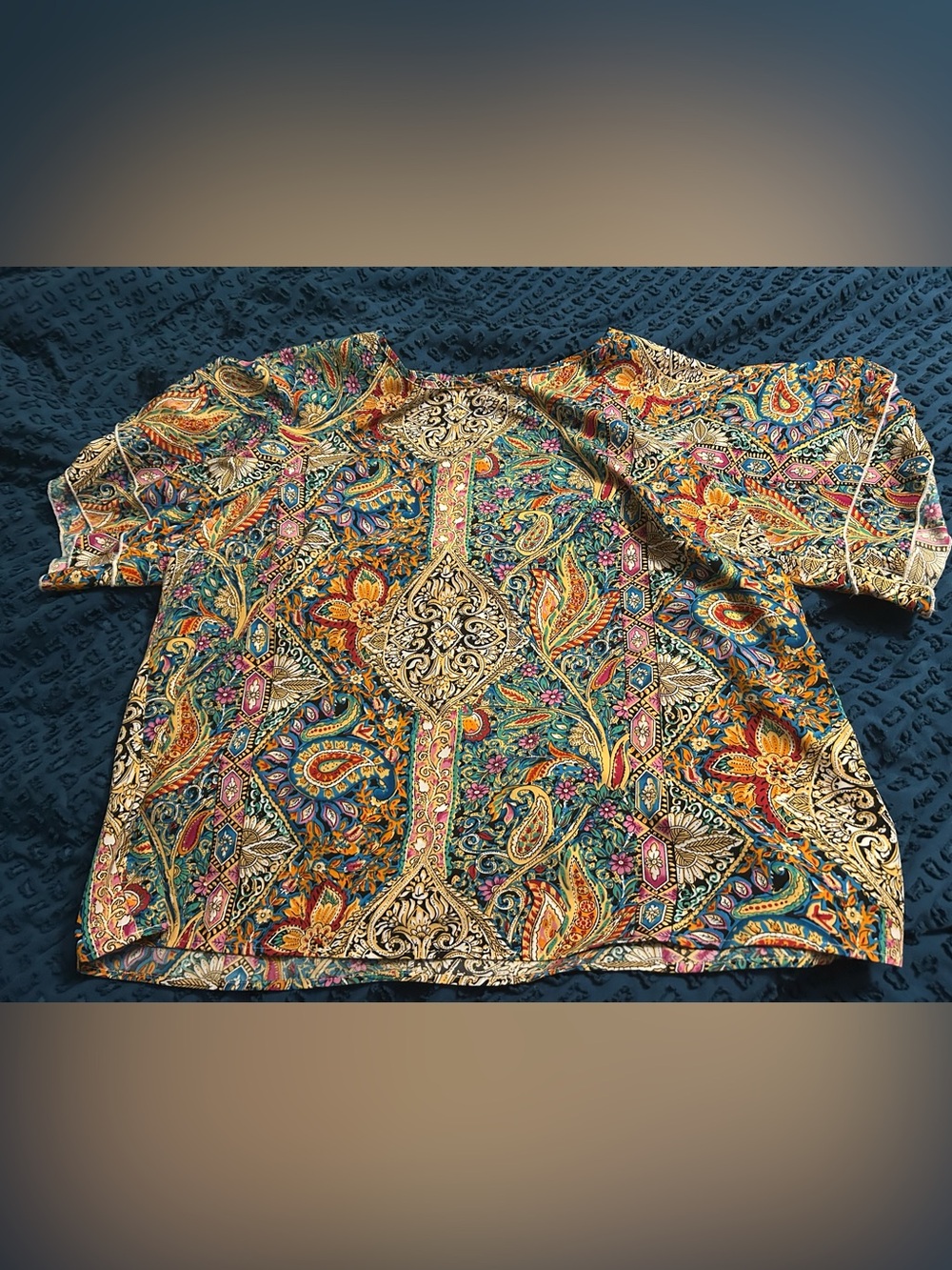 Paisley Floral Flutter Sleeve Women’s Top in Multicolor